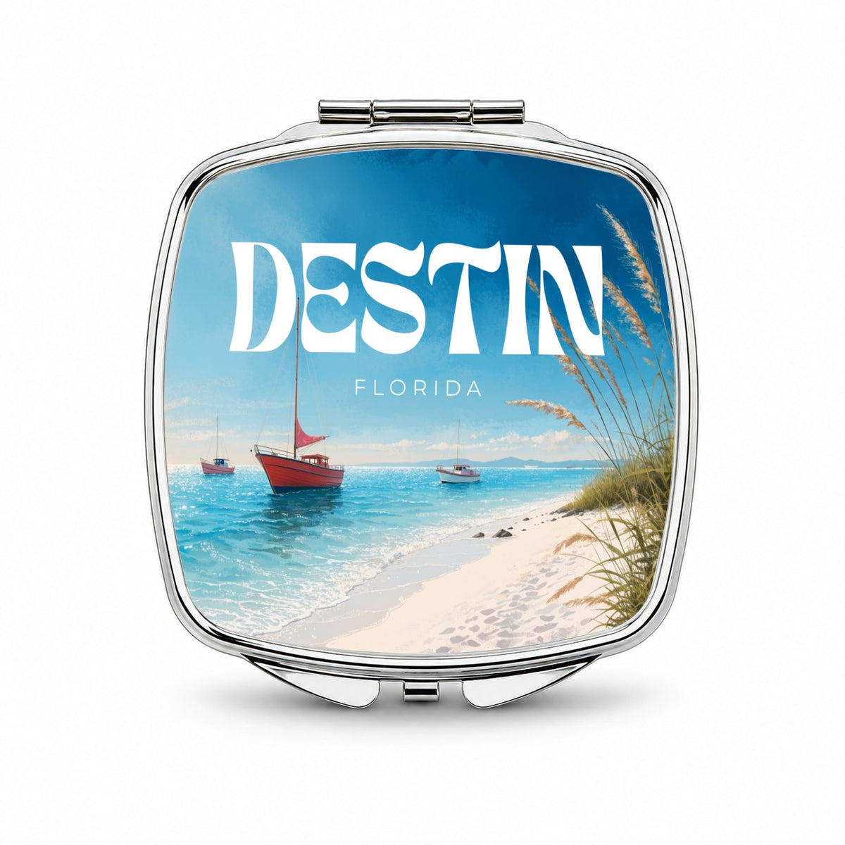 Destin Florida Travel Small Travel Purse Handbag Pocket Makeup Compact Mirror