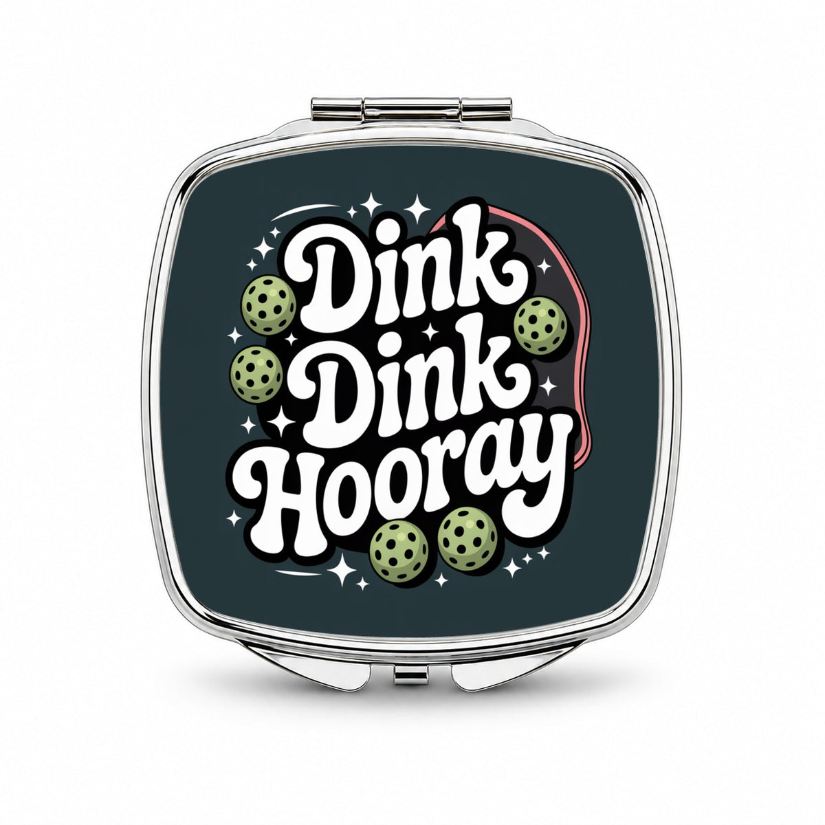 Dink Dink Hooray Pickleball Funny Small Travel Purse Handbag Pocket Makeup Compact Mirror