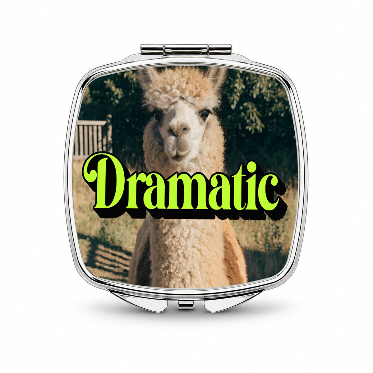 Dramatic Llama Funny Small Travel Purse Handbag Pocket Makeup Compact Mirror