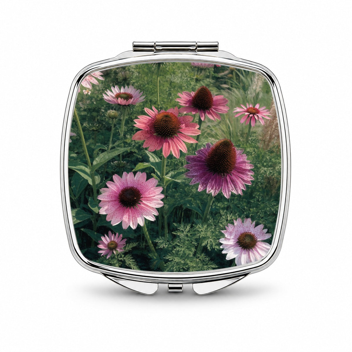 Echinacea Coneflower Garden Small Travel Purse Handbag Pocket Makeup Compact Mirror