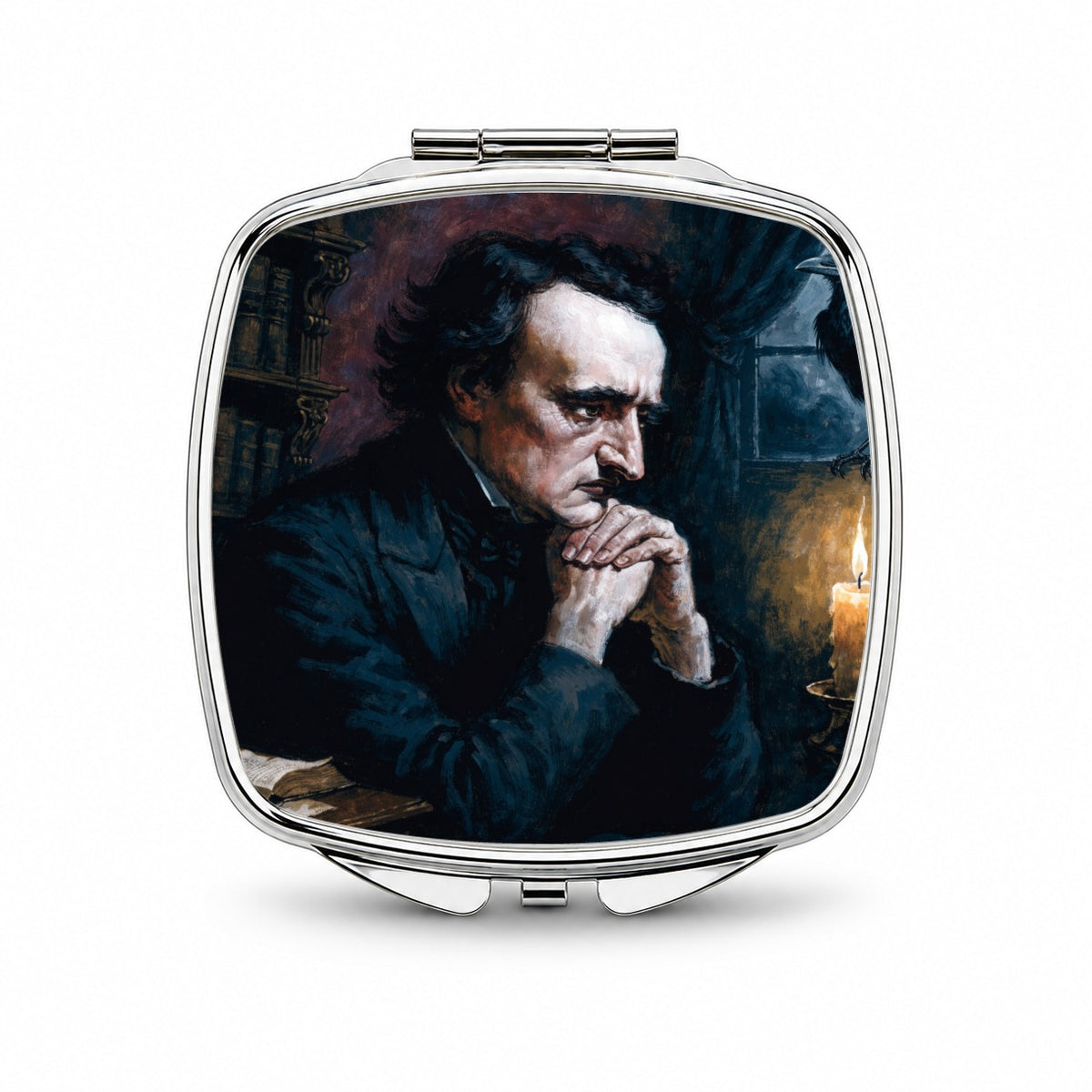Edgar Allan Poe Author Small Travel Purse Handbag Pocket Makeup Compact Mirror