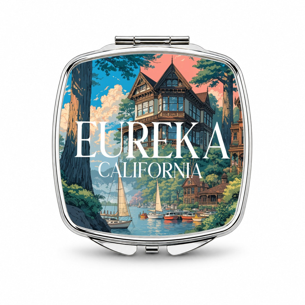 Eureka California Travel Small Travel Purse Handbag Pocket Makeup Compact Mirror