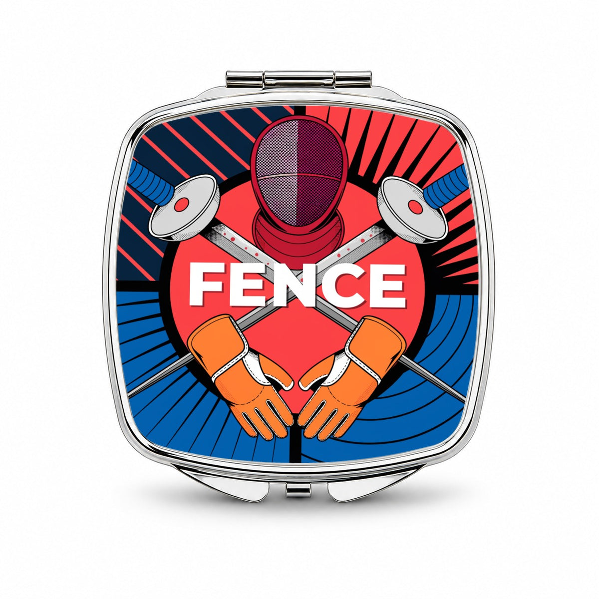 Fencing Foils Mask Small Travel Purse Handbag Pocket Makeup Compact Mirror