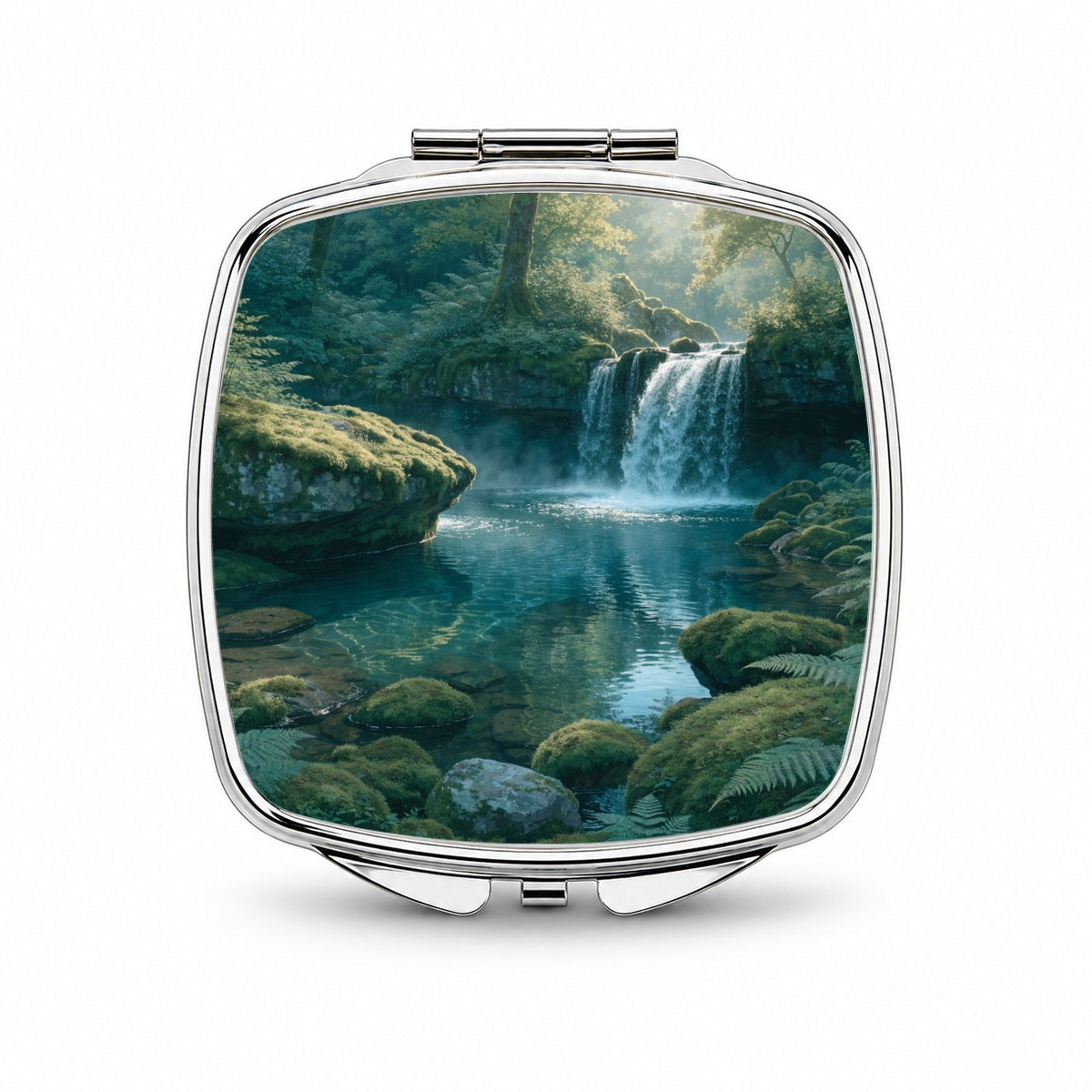 Forest Waterfall Landscape Small Travel Purse Handbag Pocket Makeup Compact Mirror
