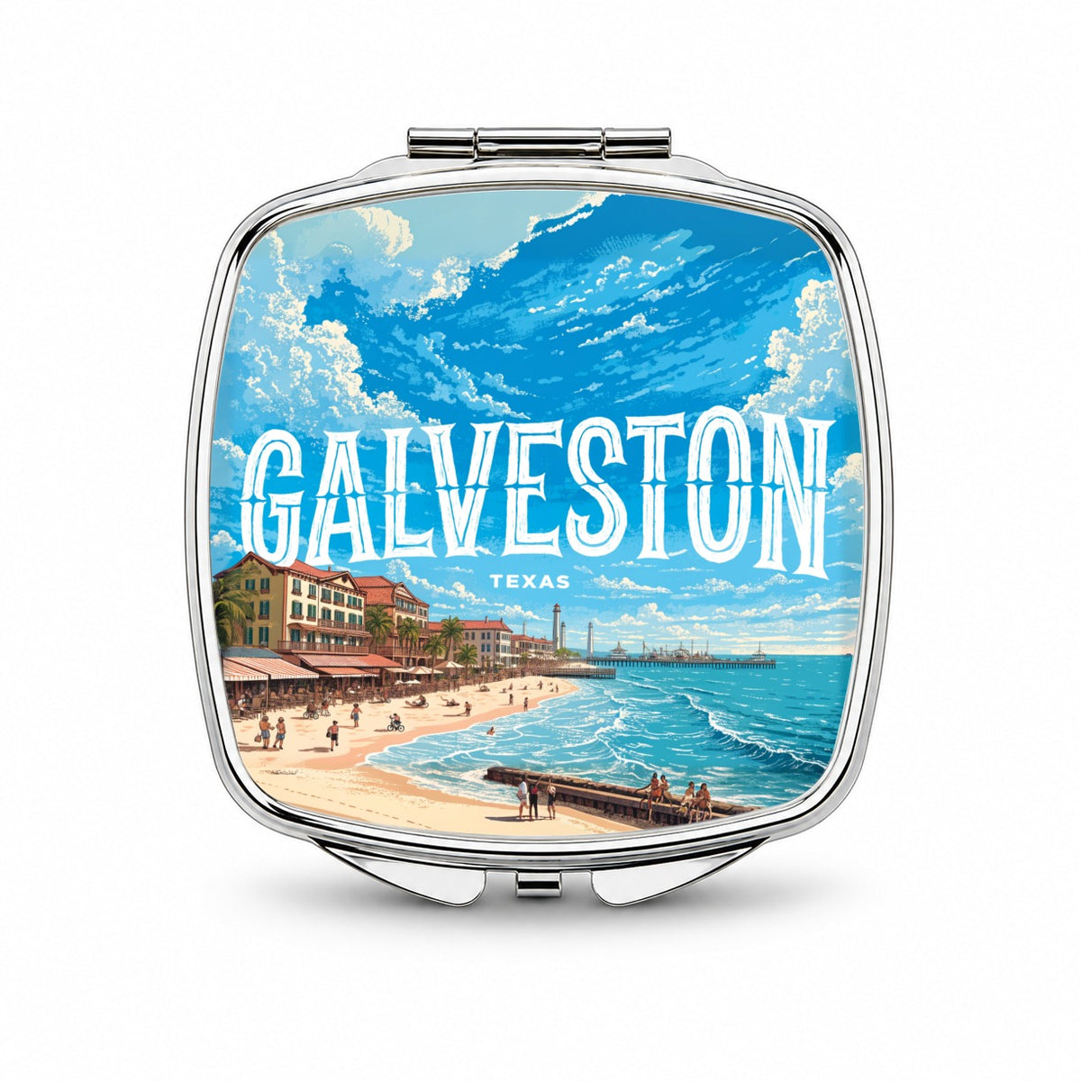 Galveston Texas Travel Small Travel Purse Handbag Pocket Makeup Compact Mirror