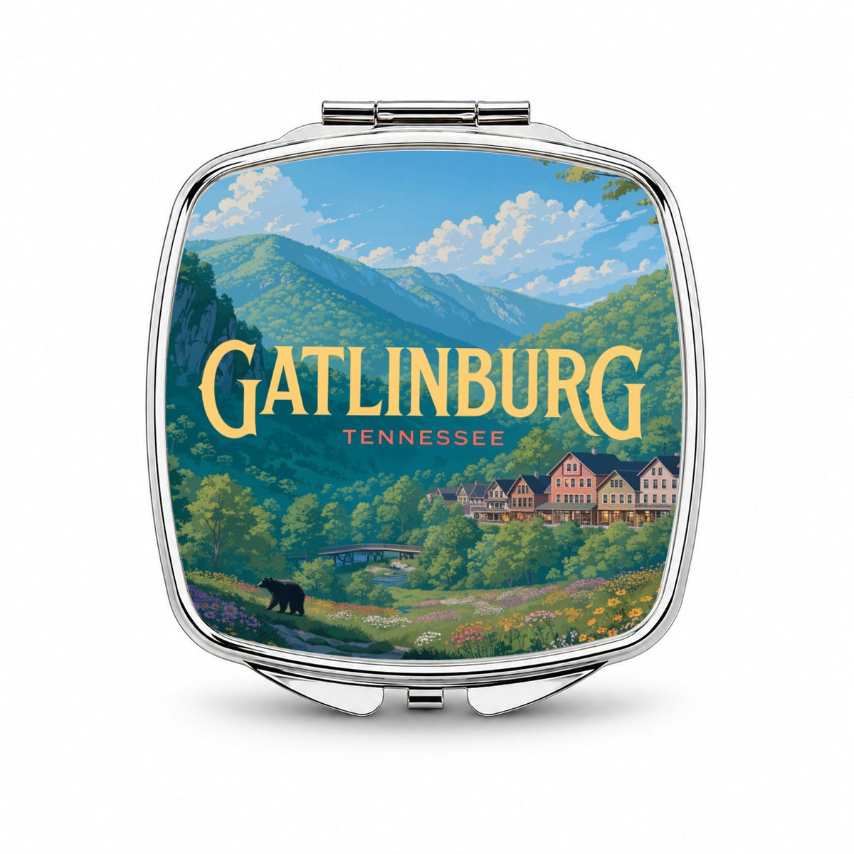 Gatlinburg Tennessee Travel Small Travel Purse Handbag Pocket Makeup Compact Mirror