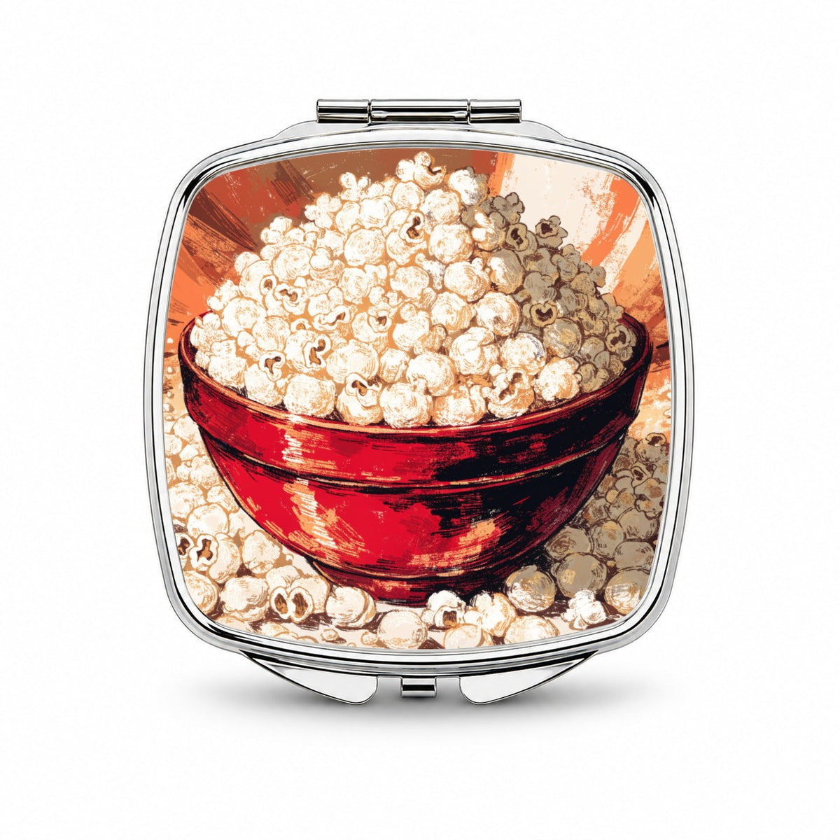 Gourmet Popcorn Movie Night Small Travel Purse Handbag Pocket Makeup Compact Mirror