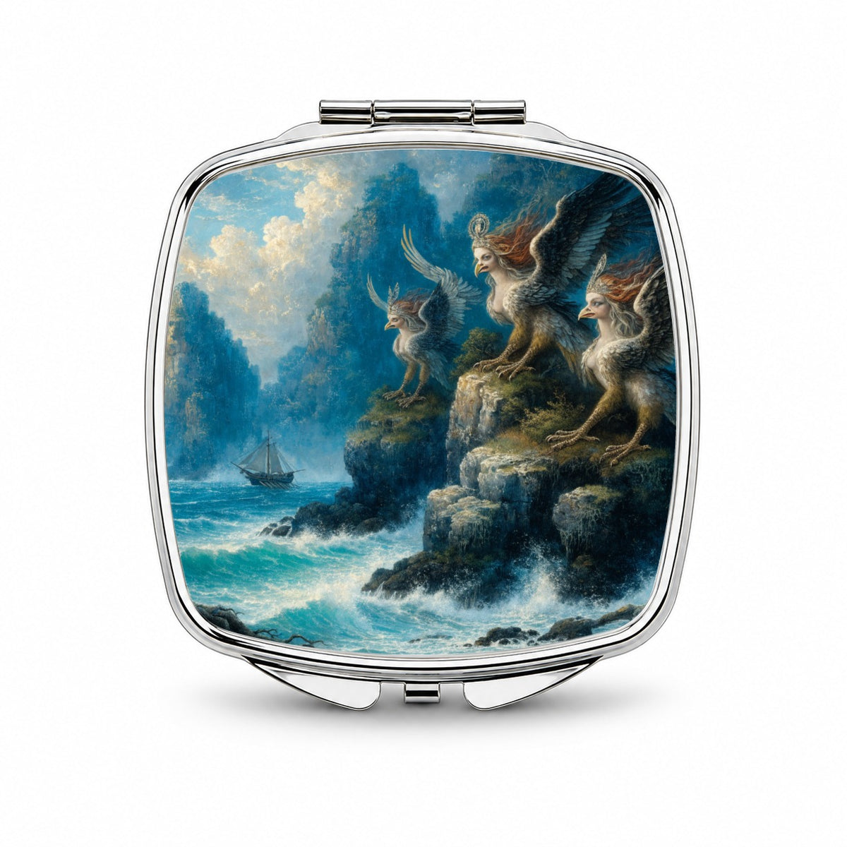 Greek Mythology Sirens Small Travel Purse Handbag Pocket Makeup Compact Mirror