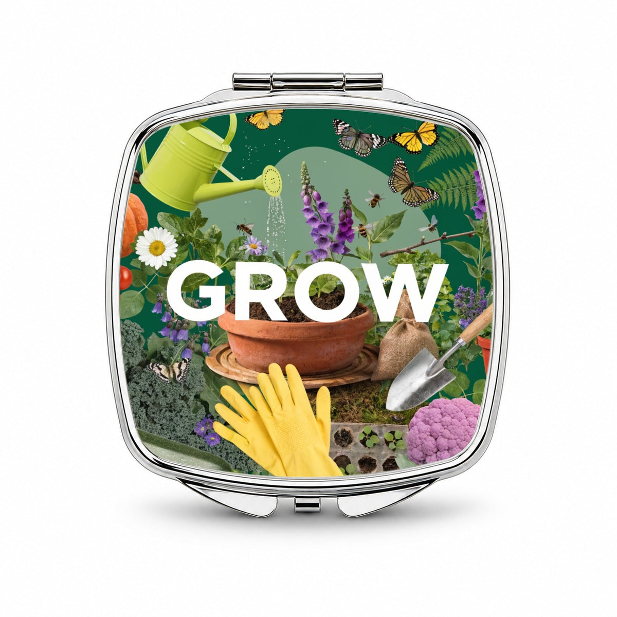 Grow Gardening Gardener Tools Small Travel Purse Handbag Pocket Makeup Compact Mirror