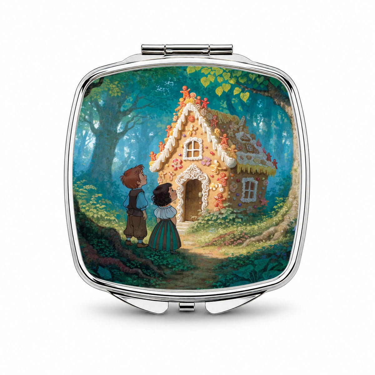 Hansel Gretel Gingerbread Cottage Small Travel Purse Handbag Pocket Makeup Compact Mirror