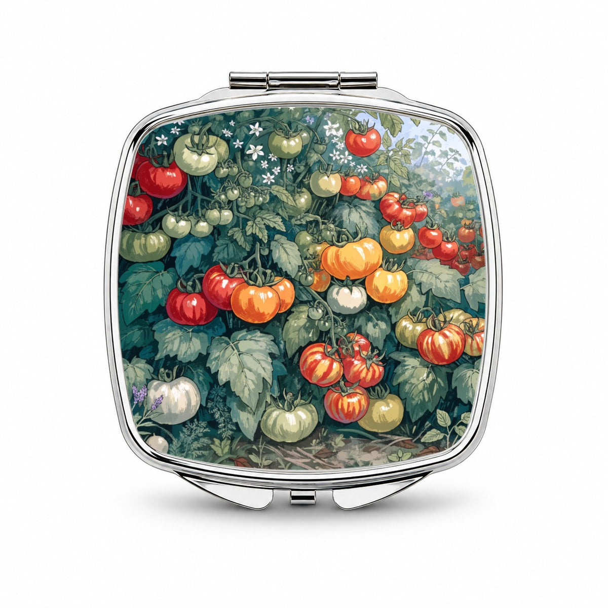 Heirloom Tomato Garden Small Travel Purse Handbag Pocket Makeup Compact Mirror
