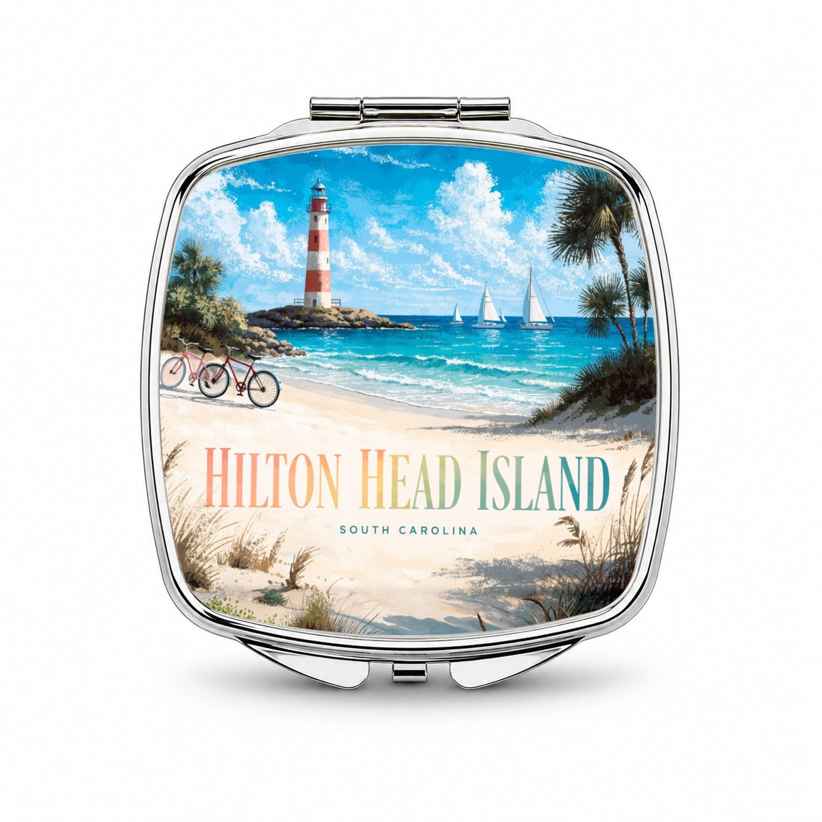 Hilton Head Island South Carolina Travel Small Travel Purse Handbag Pocket Makeup Compact Mirror
