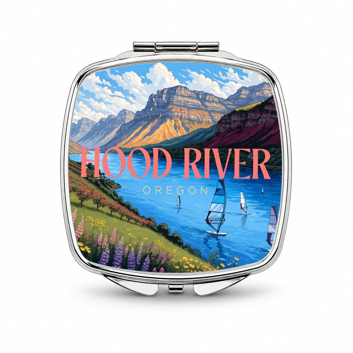 Hood River Oregon Travel Small Travel Purse Handbag Pocket Makeup Compact Mirror