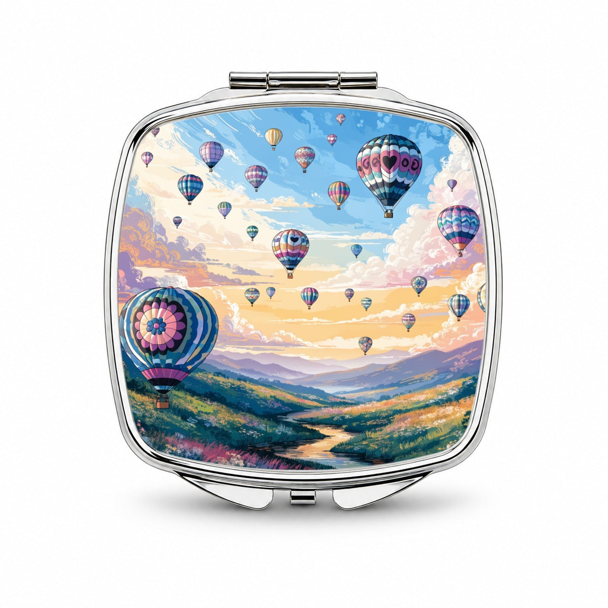 Hot Air Balloons Festival Small Travel Purse Handbag Pocket Makeup Compact Mirror