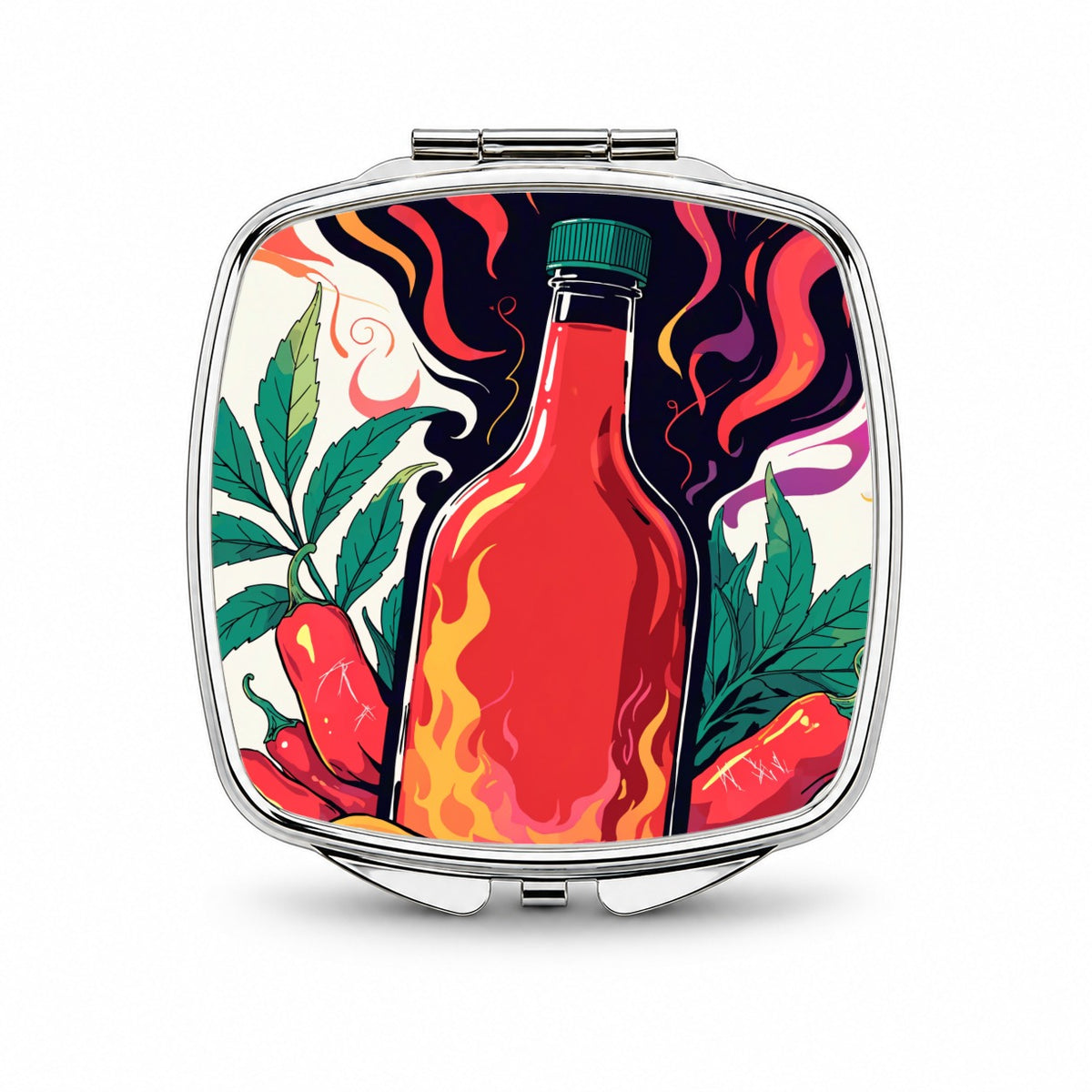 Hot Sauce Peppers Small Travel Purse Handbag Pocket Makeup Compact Mirror