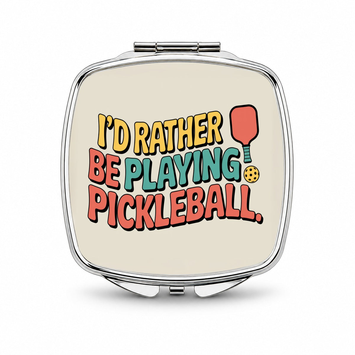 I'd Rather Be Playing Pickleball Small Travel Purse Handbag Pocket Makeup Compact Mirror
