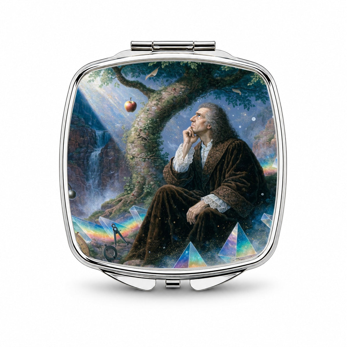 Isaac Newton Scientist Small Travel Purse Handbag Pocket Makeup Compact Mirror