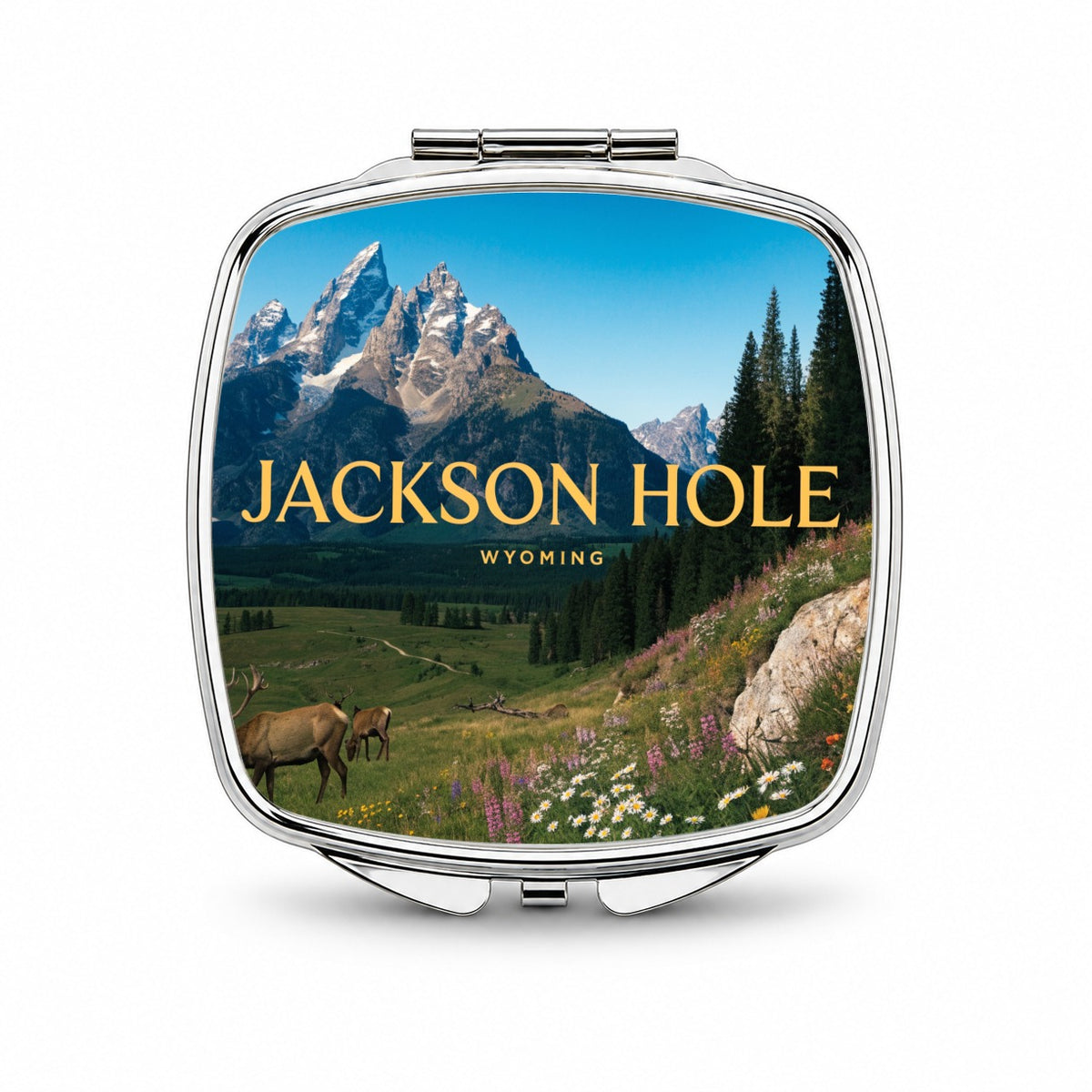 Jackson Hole Wyoming Travel Scenic Small Travel Purse Handbag Pocket Makeup Compact Mirror