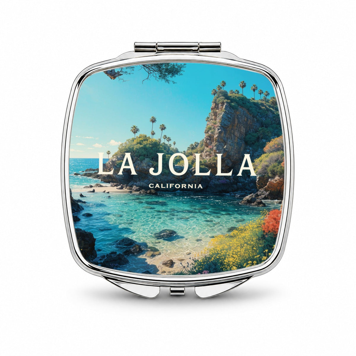 La Jolla California Travel Small Travel Purse Handbag Pocket Makeup Compact Mirror