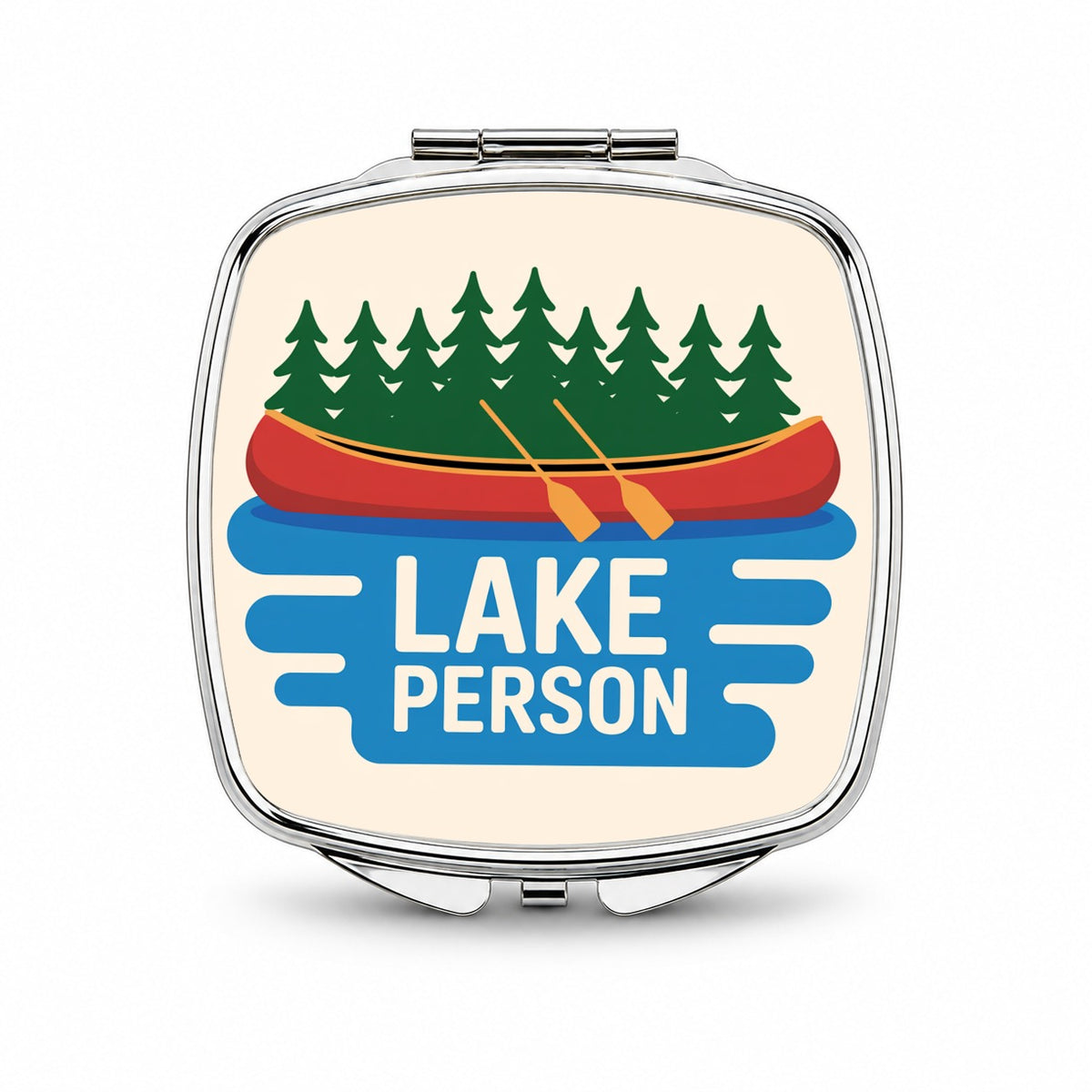 Lake Person Canoe Trees Small Travel Purse Handbag Pocket Makeup Compact Mirror