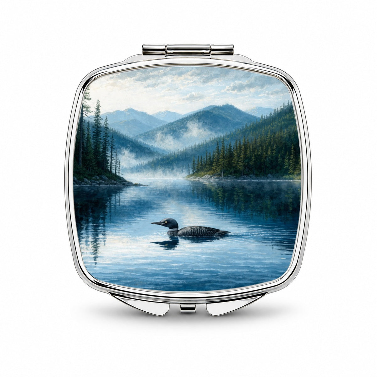 Loon Mountain Lake Small Travel Purse Handbag Pocket Makeup Compact Mirror