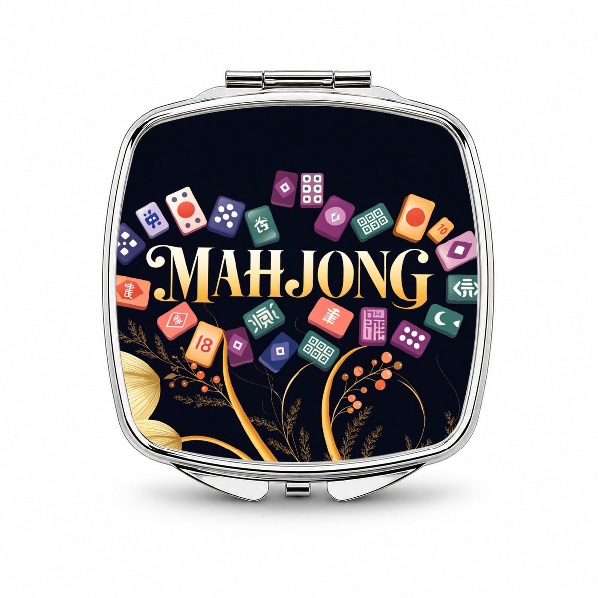 Mahjong Game Tiles Elegant Small Travel Purse Handbag Pocket Makeup Compact Mirror