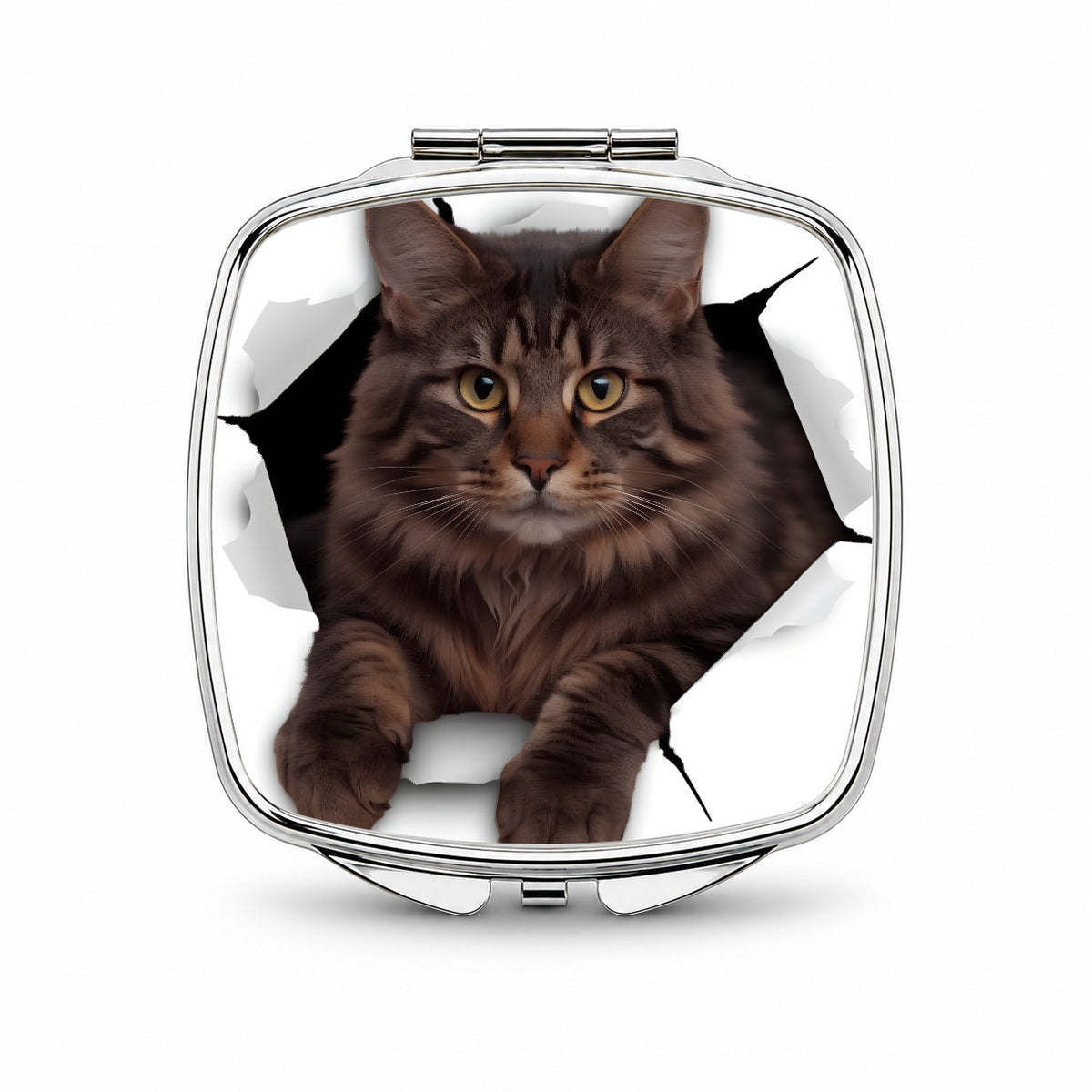 Main Coon Cat Breakout Small Travel Purse Handbag Pocket Makeup Compact Mirror