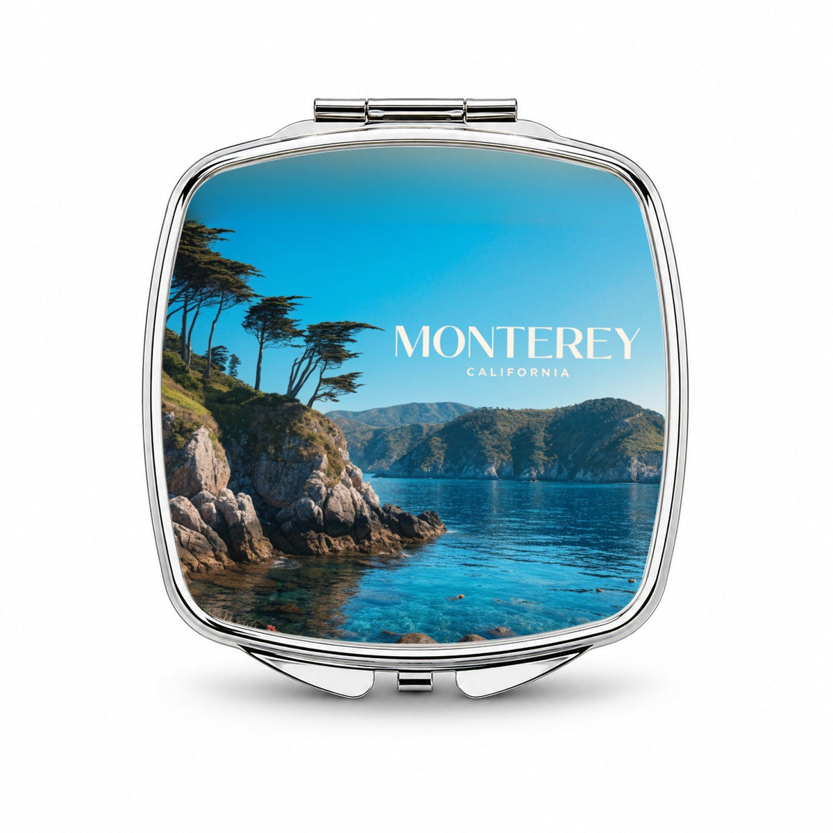 Monterey California Travel Small Travel Purse Handbag Pocket Makeup Compact Mirror