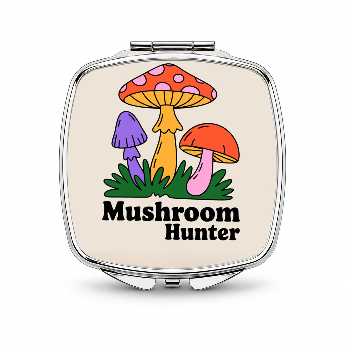 Mushroom Hunter Colorful Woodland Small Travel Purse Handbag Pocket Makeup Compact Mirror