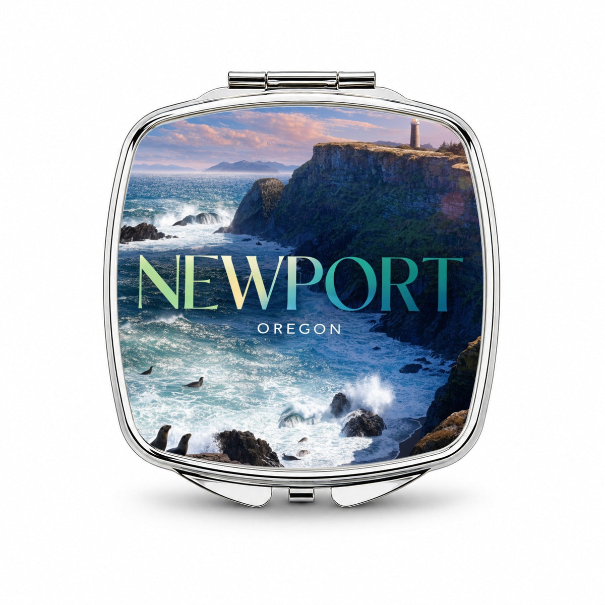Newport Oregon Travel Small Travel Purse Handbag Pocket Makeup Compact Mirror
