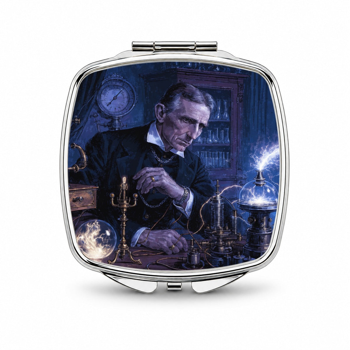 Nikola Tesla Inventor Small Travel Purse Handbag Pocket Makeup Compact Mirror