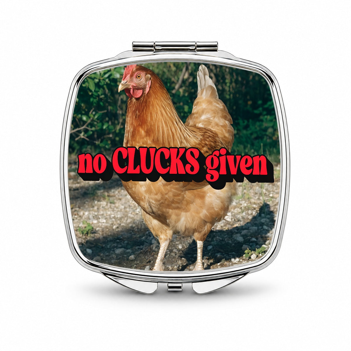 No Clucks Given Chicken Funny Small Travel Purse Handbag Pocket Makeup Compact Mirror