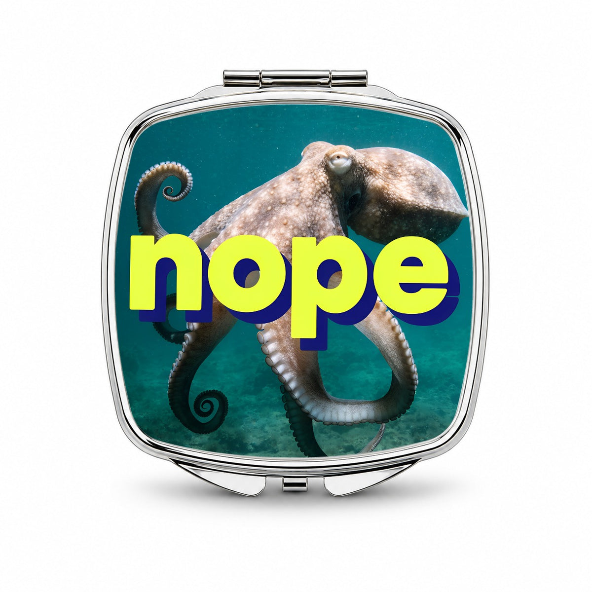 Nope Octopus Funny Small Travel Purse Handbag Pocket Makeup Compact Mirror