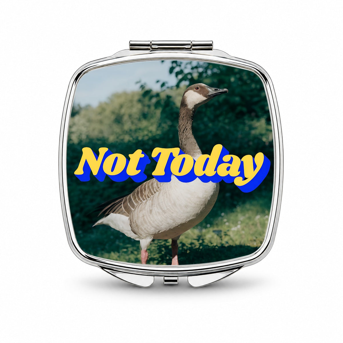 Not Today Goose Funny Small Travel Purse Handbag Pocket Makeup Compact Mirror
