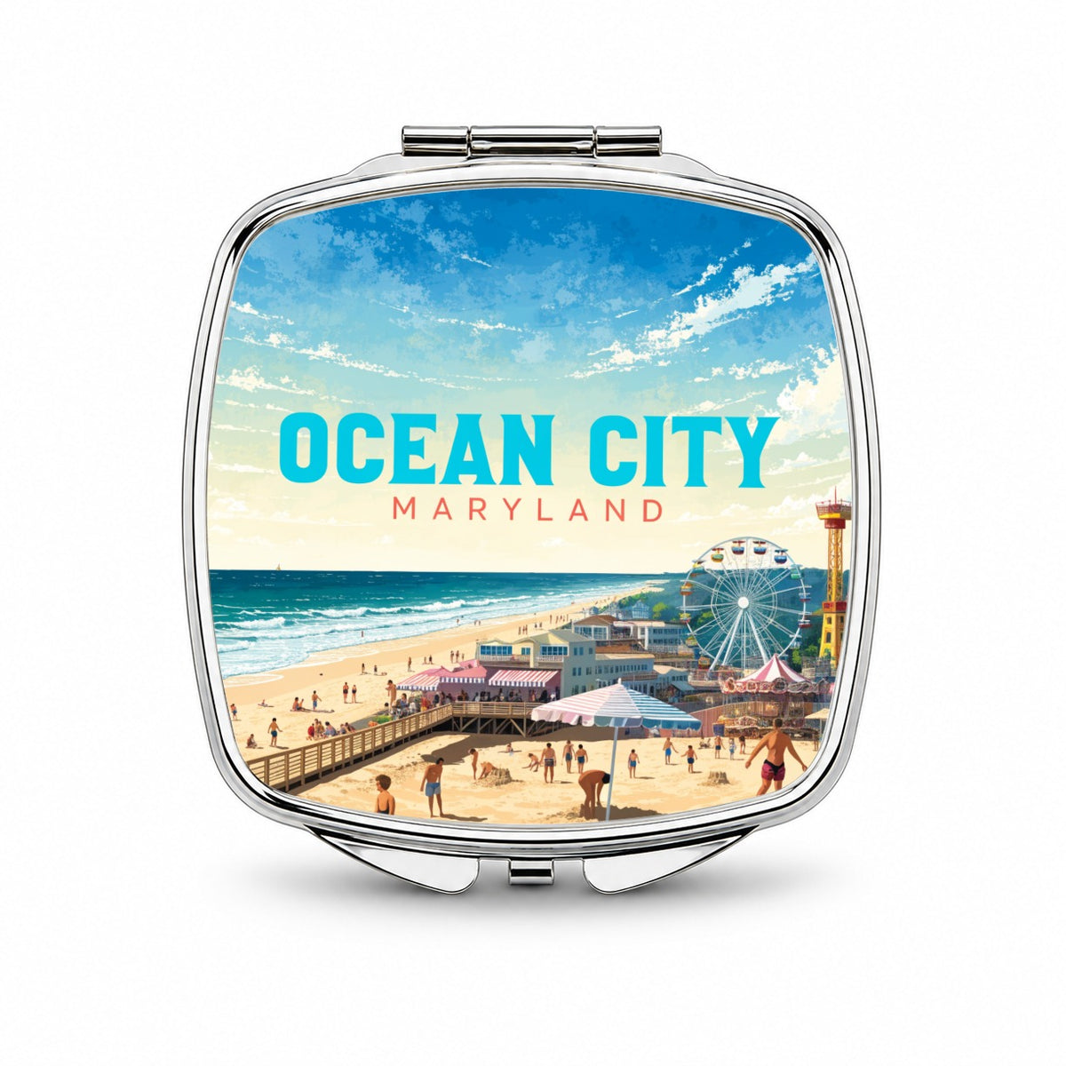 Ocean City Maryland Travel Small Travel Purse Handbag Pocket Makeup Compact Mirror