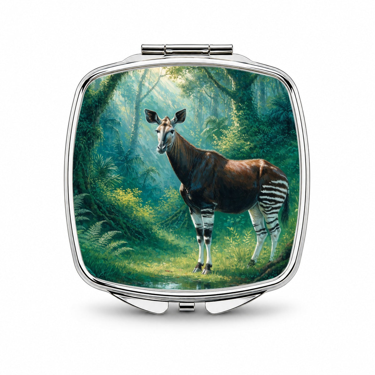 Okapi Rainforest Small Travel Purse Handbag Pocket Makeup Compact Mirror