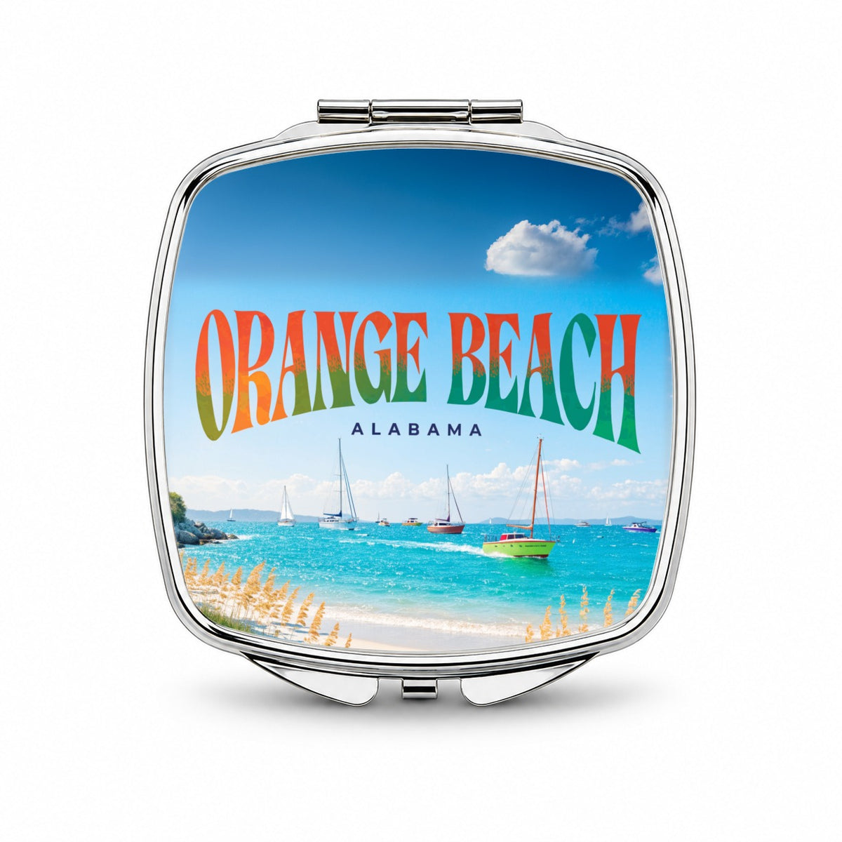 Orange Beach Alabama Travel Small Travel Purse Handbag Pocket Makeup Compact Mirror