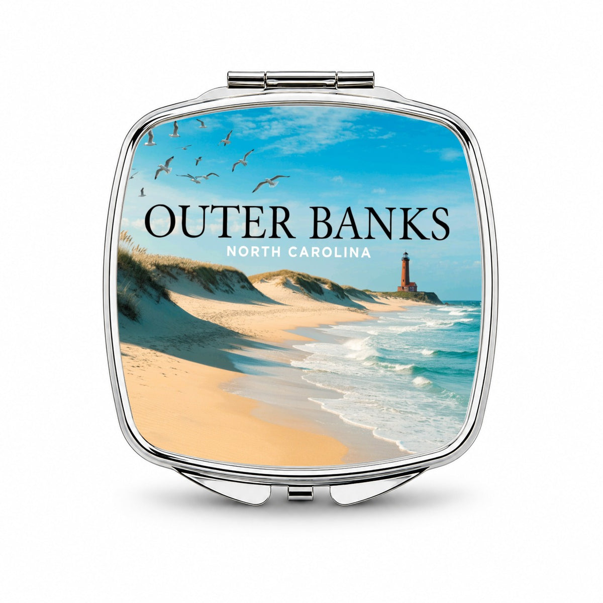 Outer Banks North Carolina Travel Beach Small Travel Purse Handbag Pocket Makeup Compact Mirror