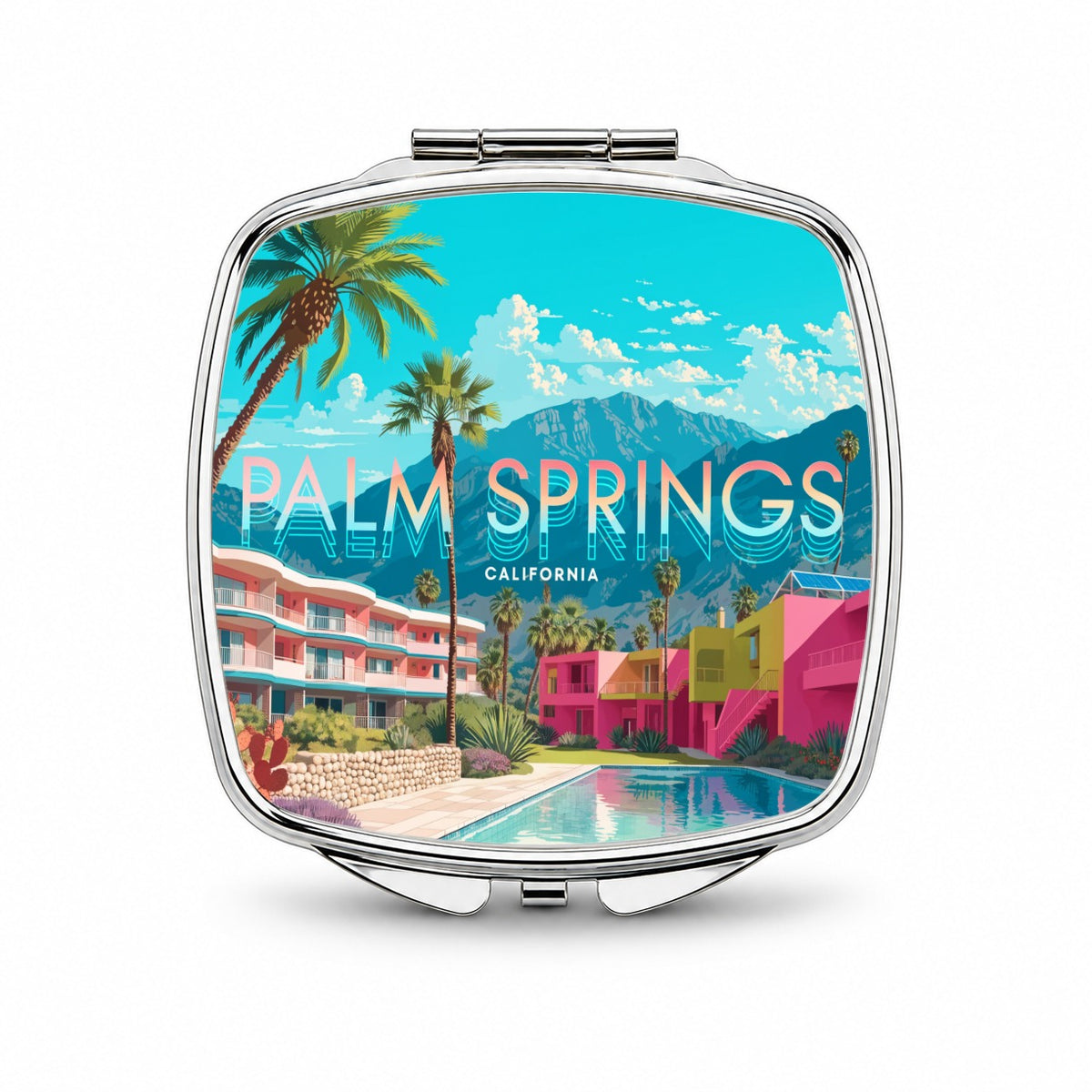 Palm Springs California Travel Small Travel Purse Handbag Pocket Makeup Compact Mirror