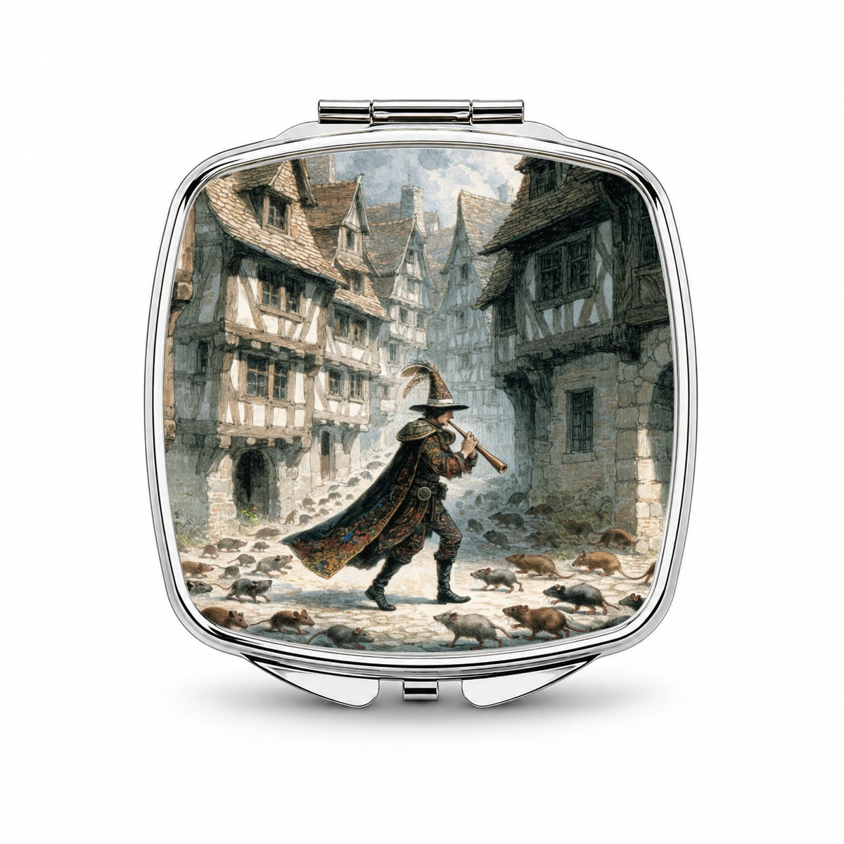 Pied Piper Fairy Tale Small Travel Purse Handbag Pocket Makeup Compact Mirror