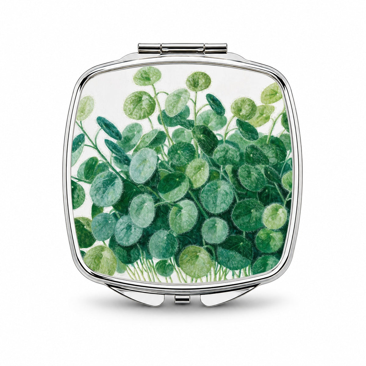 Pilea Chinese Money Plant Small Travel Purse Handbag Pocket Makeup Compact Mirror