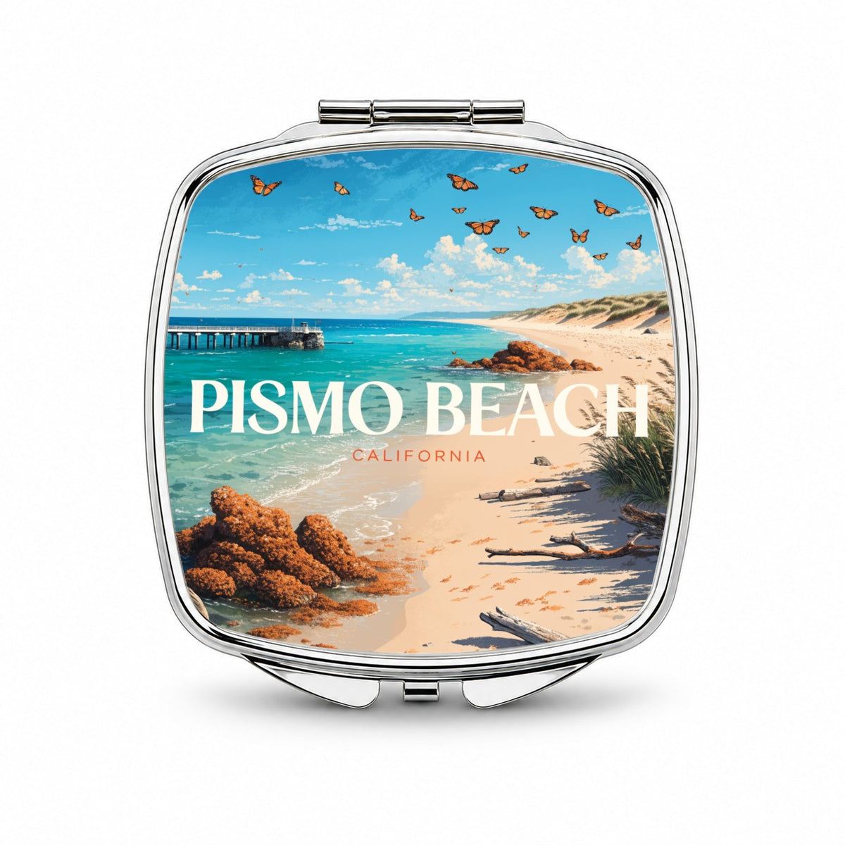 Pismo Beach California Travel Small Travel Purse Handbag Pocket Makeup Compact Mirror