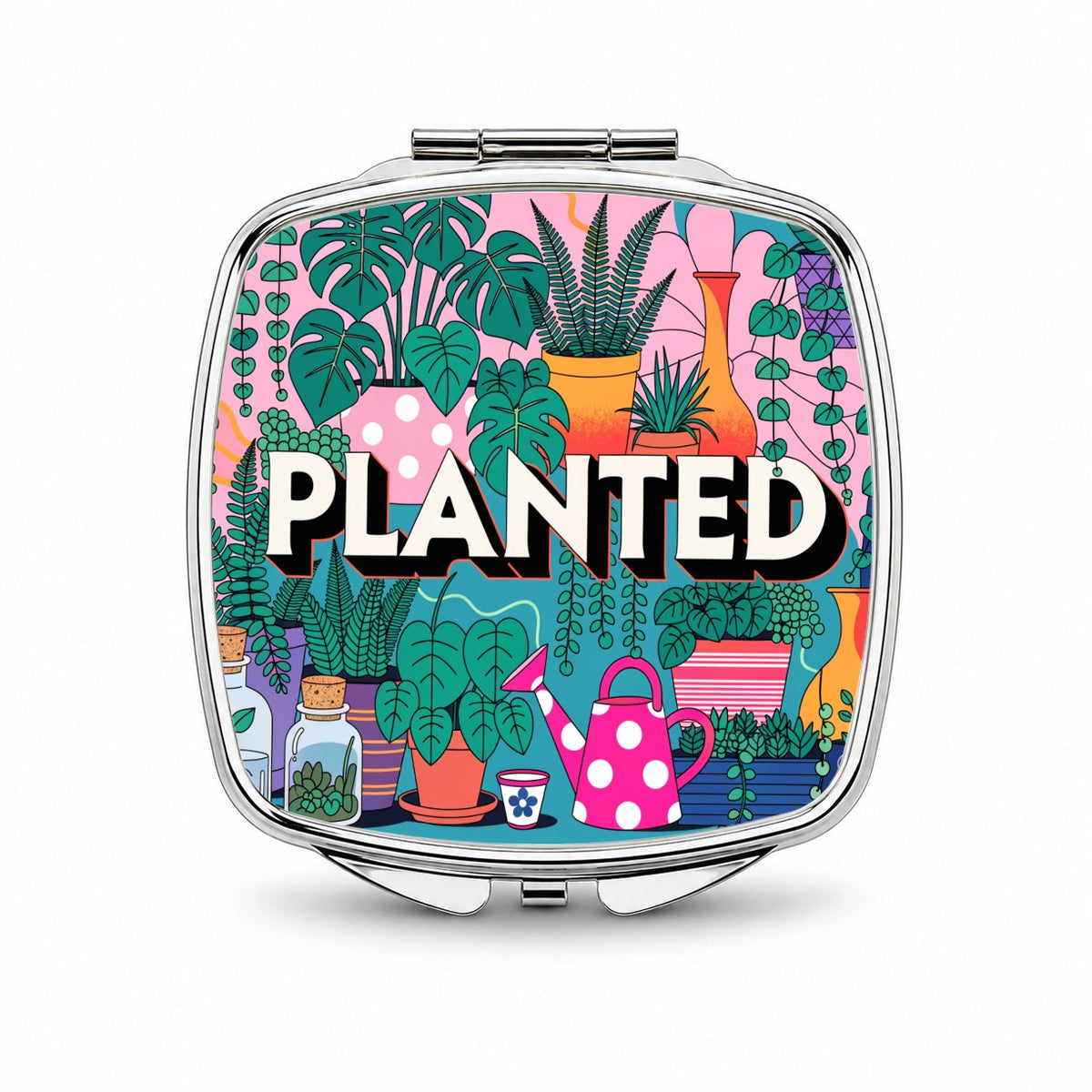 Planted Gardener Gardening Plants Small Travel Purse Handbag Pocket Makeup Compact Mirror