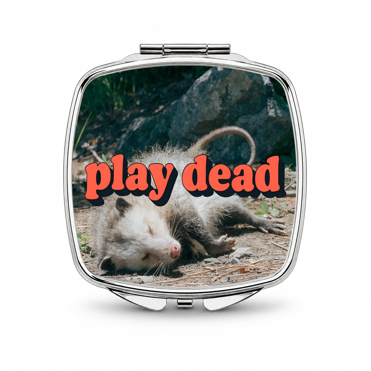 Play Dead Opossum Funny Small Travel Purse Handbag Pocket Makeup Compact Mirror
