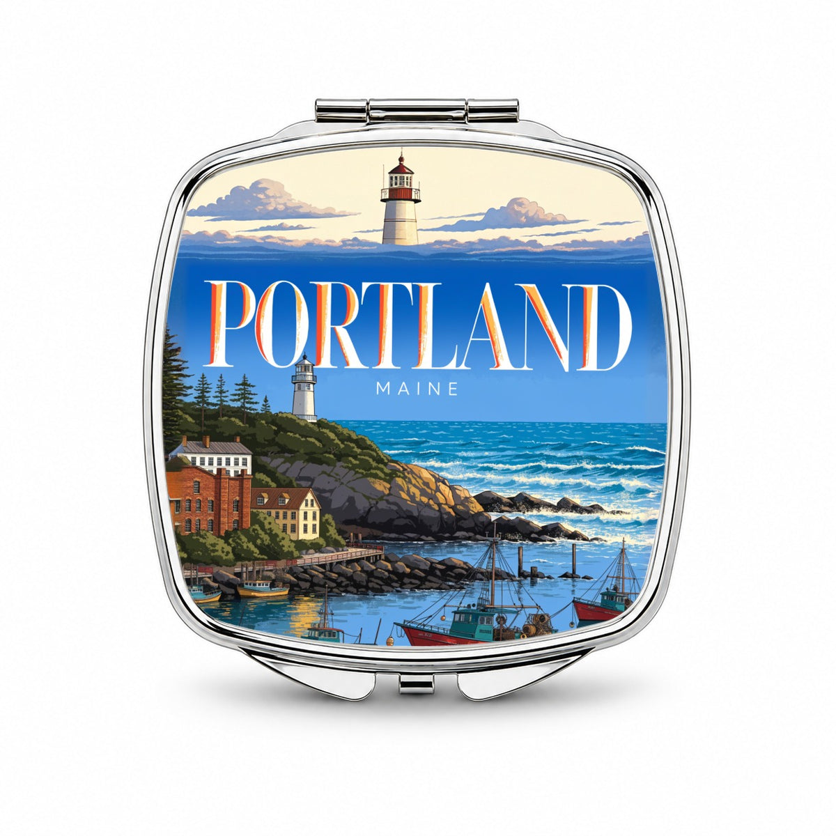 Portland Maine Travel Small Travel Purse Handbag Pocket Makeup Compact Mirror