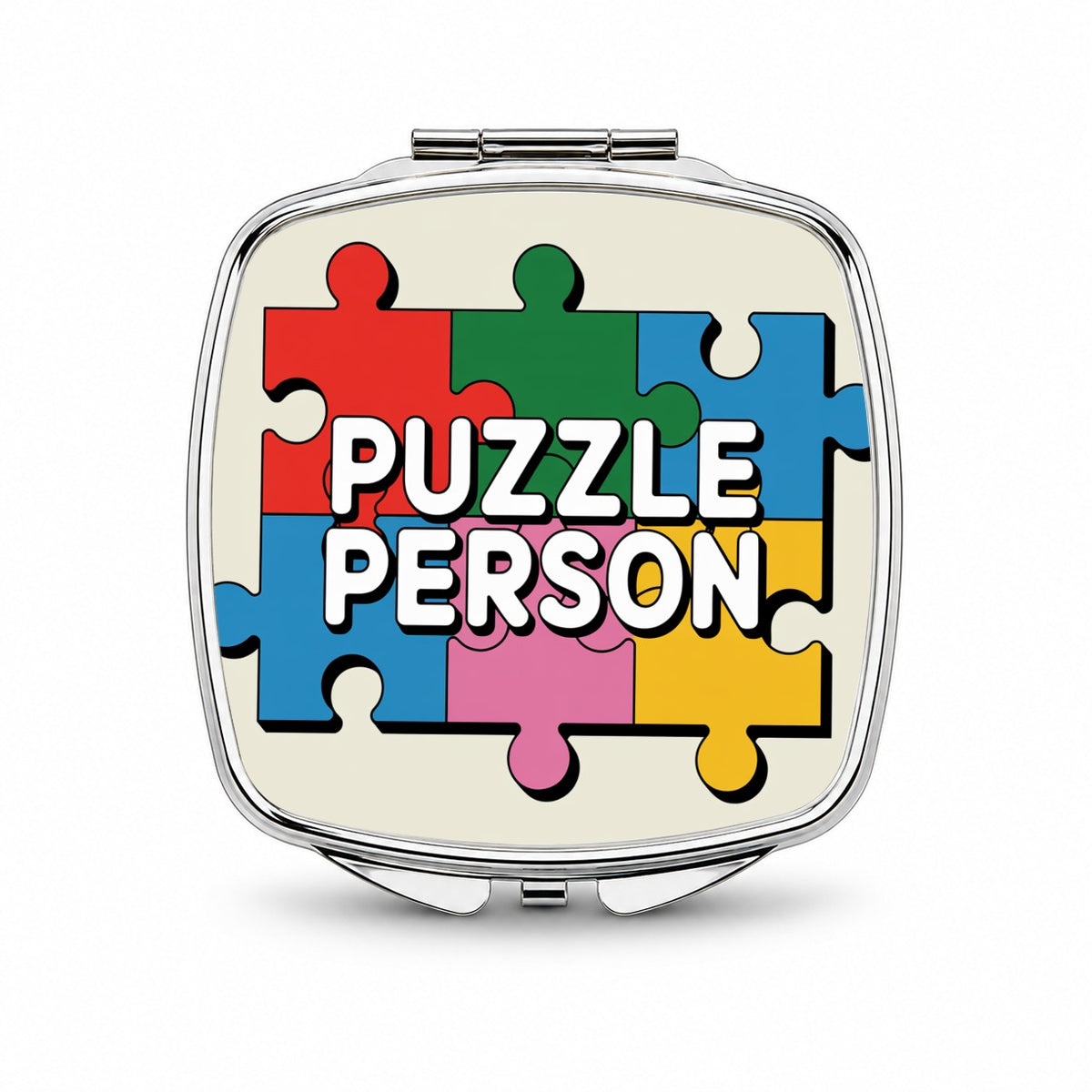 Puzzle Person Colorful Small Travel Purse Handbag Pocket Makeup Compact Mirror