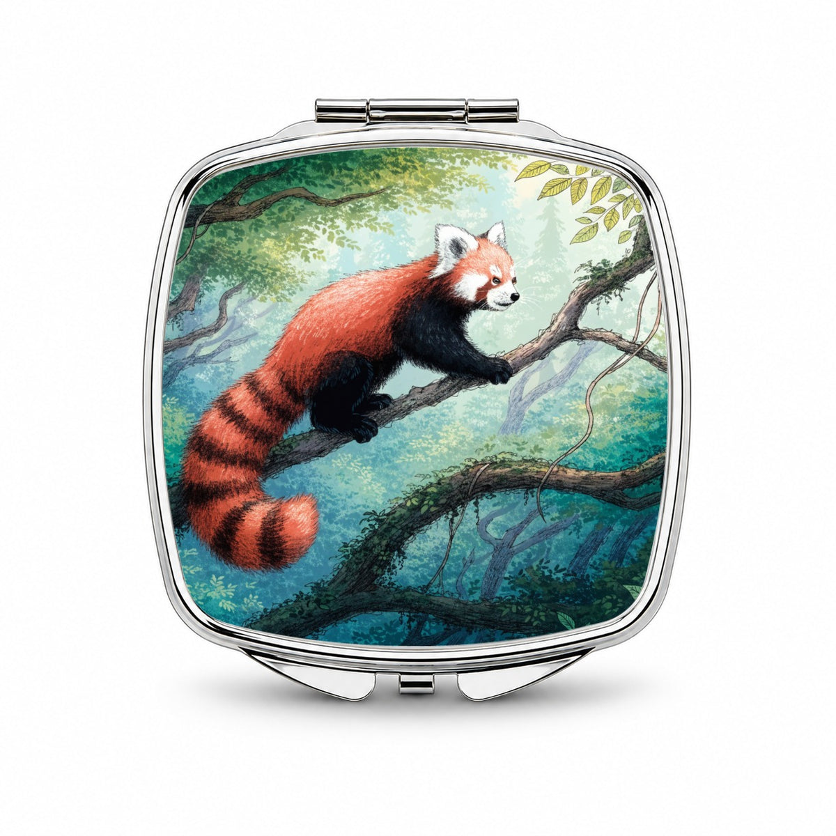 Red Panda Forest Small Travel Purse Handbag Pocket Makeup Compact Mirror
