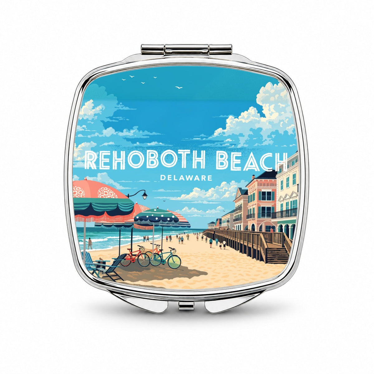 Rehoboth Beach Delaware Travel Small Travel Purse Handbag Pocket Makeup Compact Mirror
