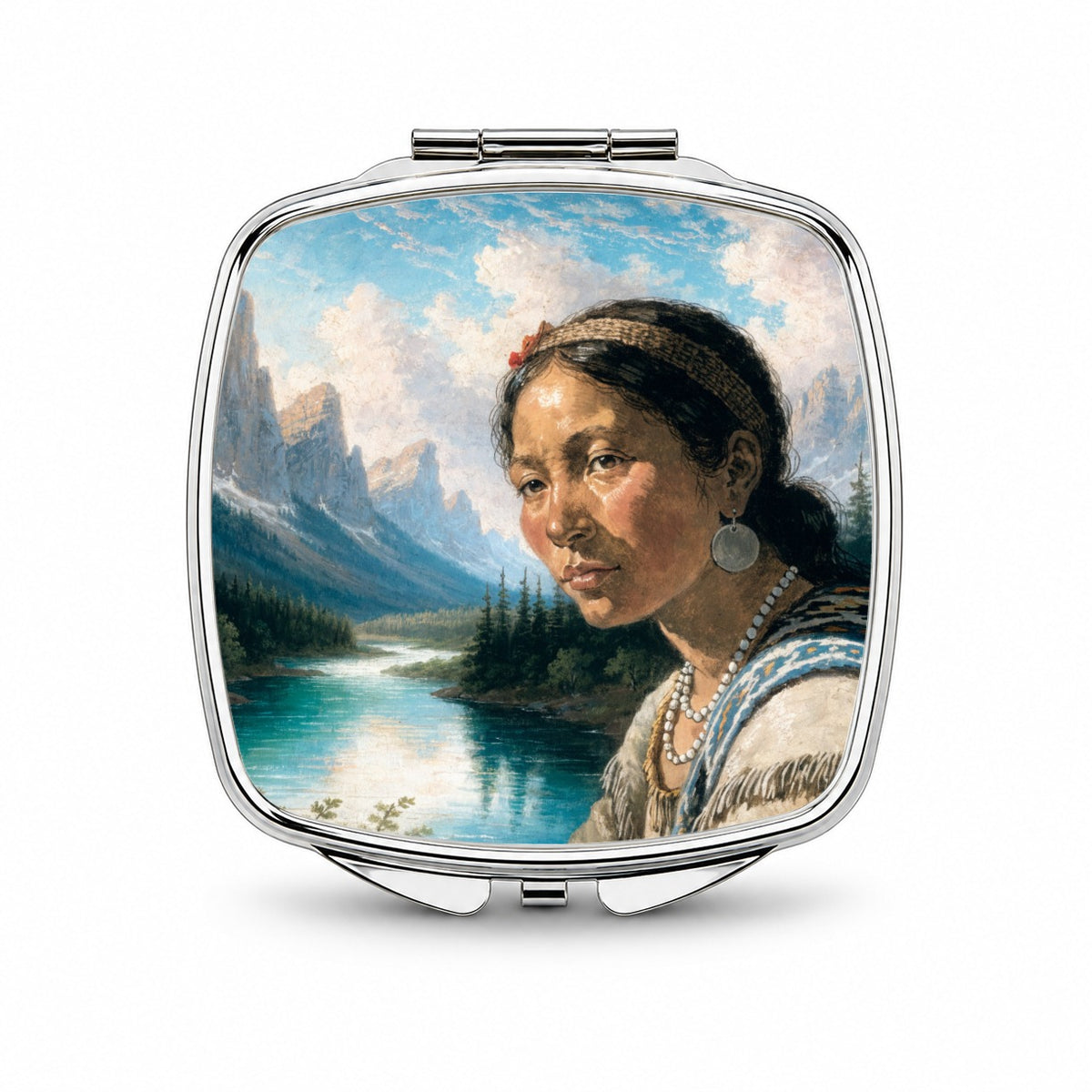 Sacagawea Explorer Small Travel Purse Handbag Pocket Makeup Compact Mirror