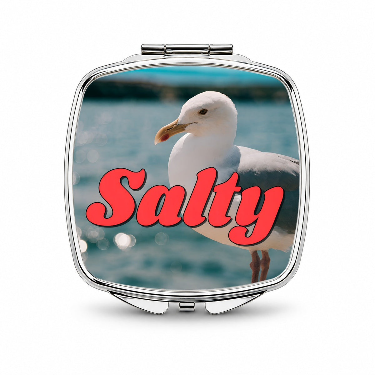 Salty Sea Gull Funny Small Travel Purse Handbag Pocket Makeup Compact Mirror